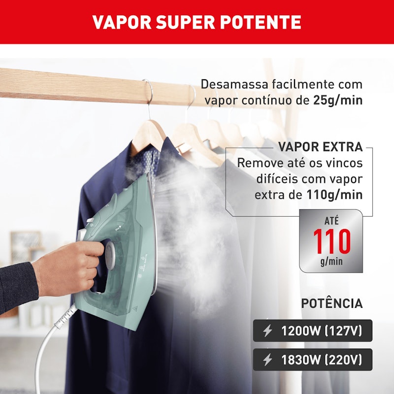 Ferro a Vapor Ecogliss Protect com Modo ECO e Desligamento Automático FECP 5