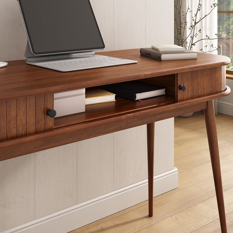 Mesa Escritório Madeira Escrivaninha Compacta Jari Moderna Rolltop Freijó 3