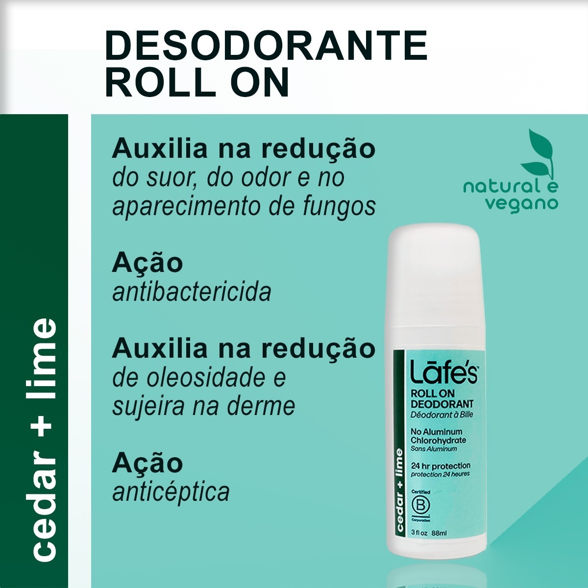 Desodorante Natural Roll-On Fresh 88 ml 2