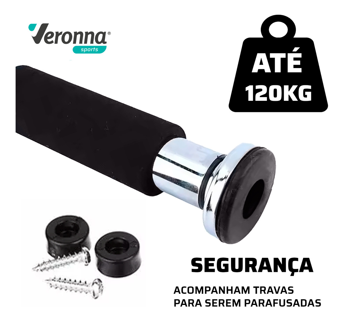 Barra Fixa de Porta para Exercícios Ajustável 60 a 100 cm até 120 kg Veronna 5