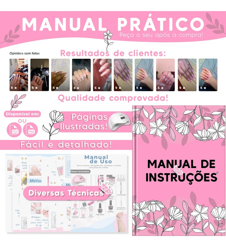 Kit Unha de Gel Completo Cabine Manicure Alongamento Acrigel 4