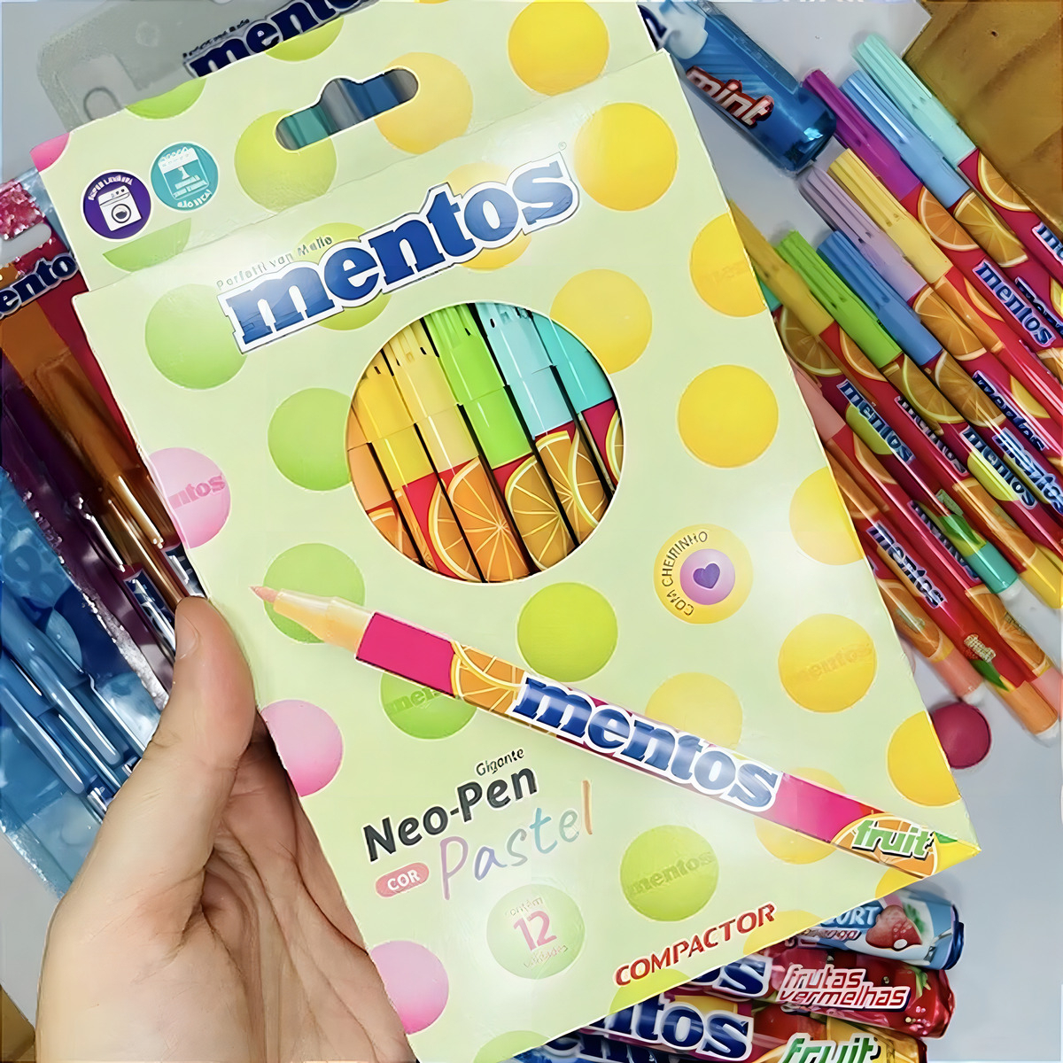 Hidrográfica Neo Pen Gigante Mentos c/12 Cores Pastéis 3