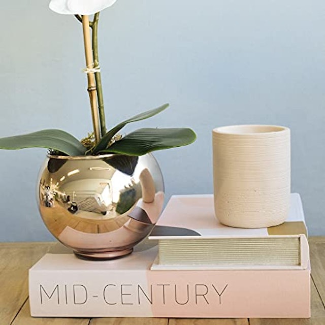 Arranjo de Orquídea Artificial Branca Vaso Rose Gold 3