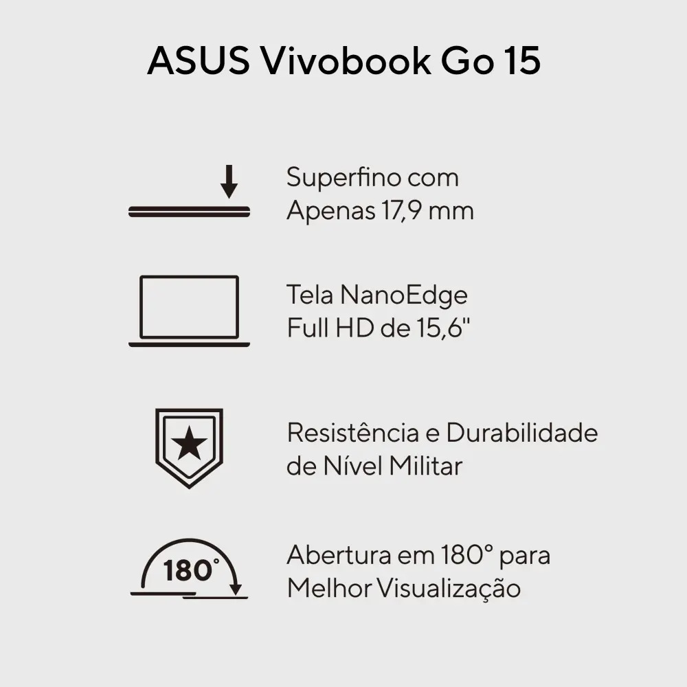 Notebook ASUS Vivobook Go 15 Core i3 4 GB 128 GB 2