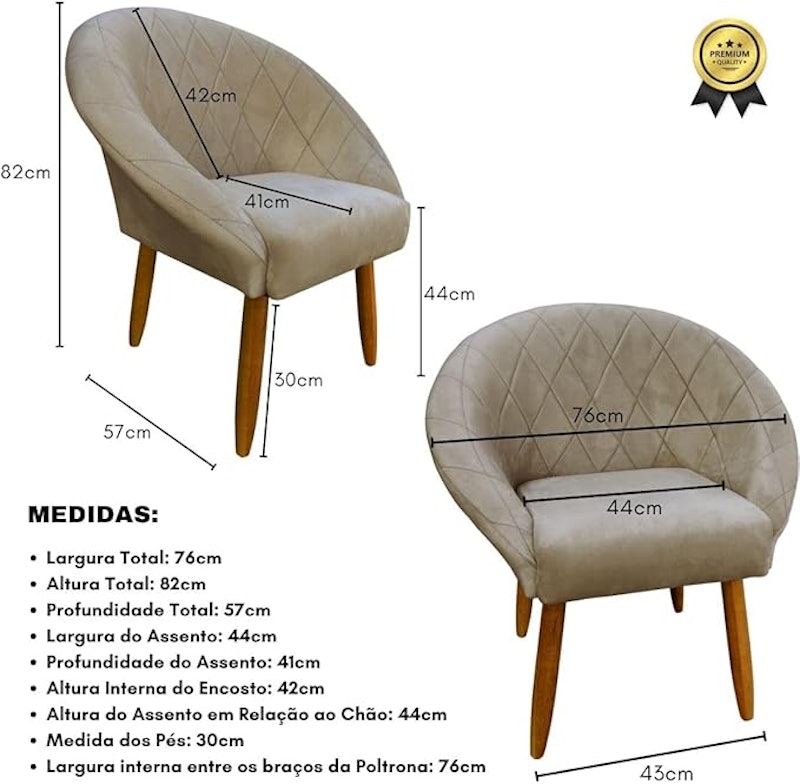 Kit 2 Poltronas Decorativas Ibiza 2