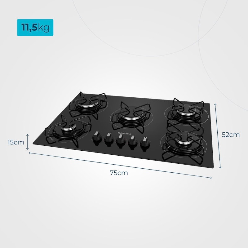 Cooktop a Gás 5 Bocas Mondial 5