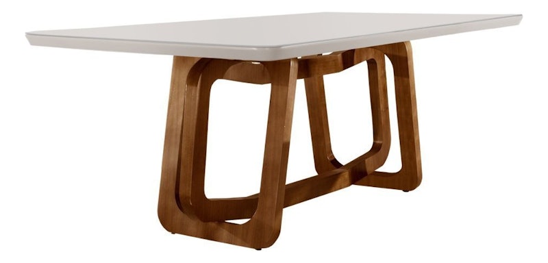 Mesa em Madeira Maciça 180 x 90 cm Tampo Vidro Genova 2