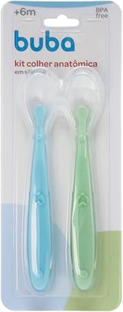 Kit Colher Silicone Azul e Verde 2