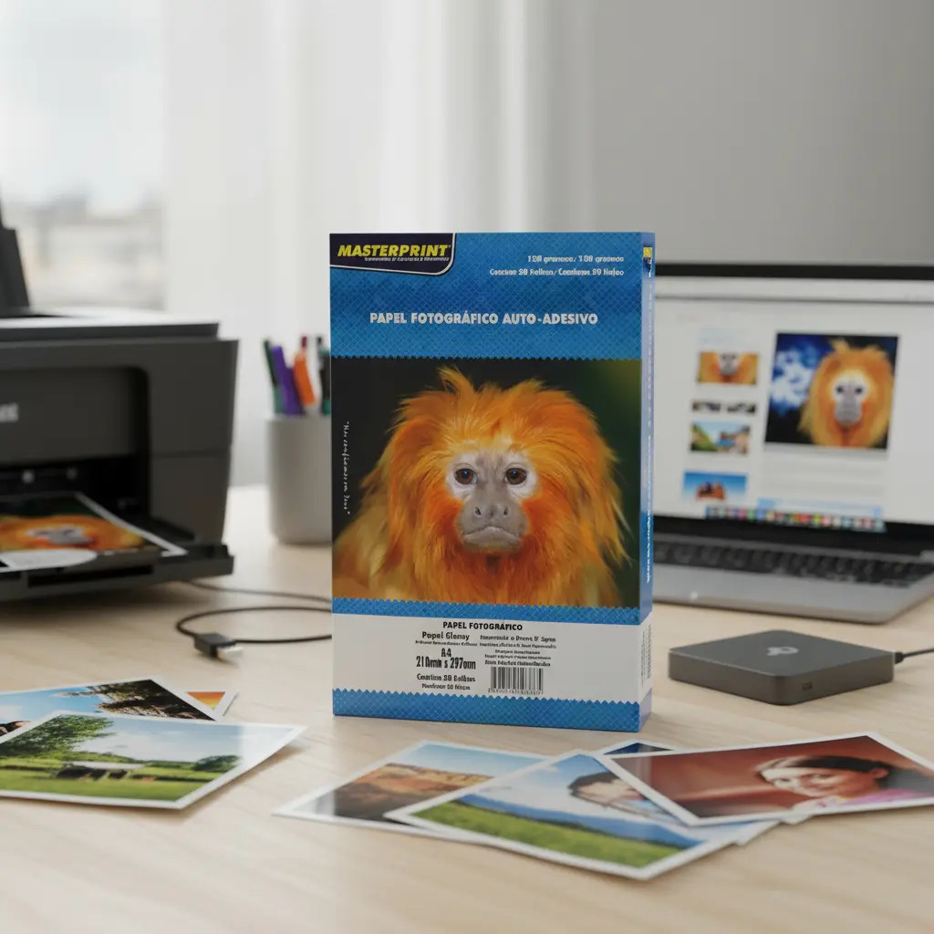 Papel Fotográfico Adesivo 130 g A4 Glossy Branco Brilhante Masterprint 2