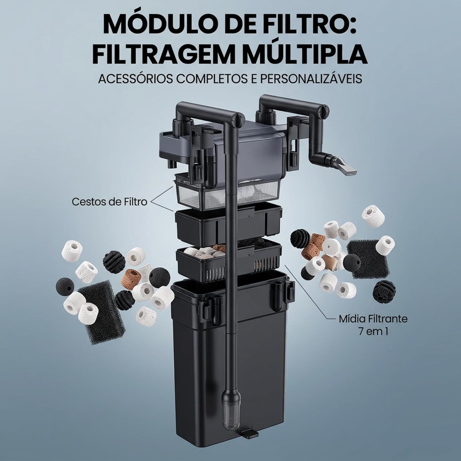 Filtro de Aquário Hang On Externo 500 L/h 5