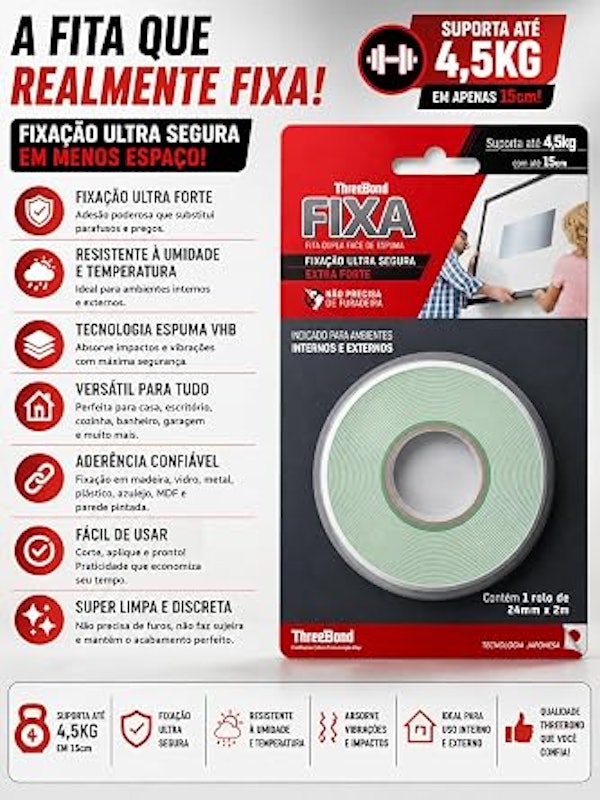 Fita Dupla Face Espuma 24 mm x 2 m 2