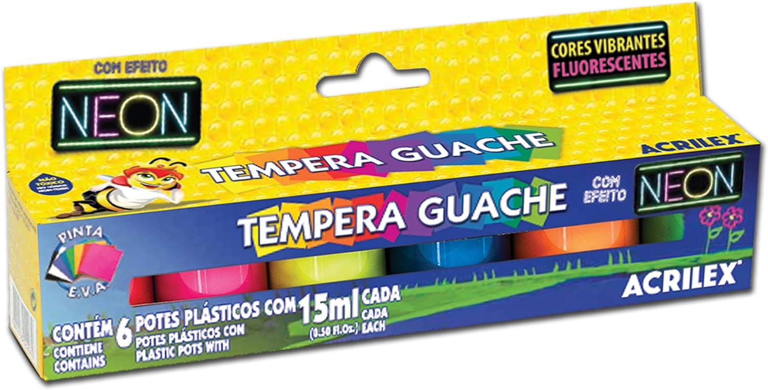 Tinta Guache 6 Cores Neon 1