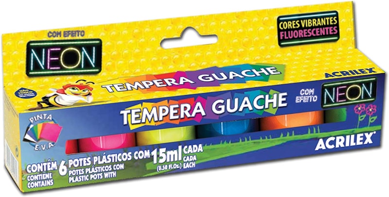 Tinta Guache 6 Cores Neon 1