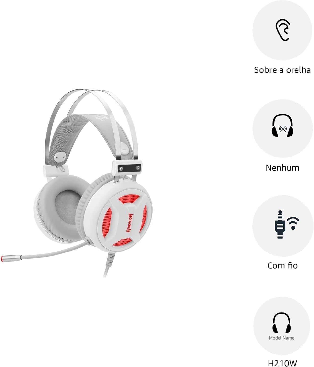 Headset Redragon Minos Lunar White 2