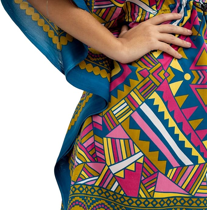 Saída de Praia Bata Boho Indiana Estampado Kaftan 3