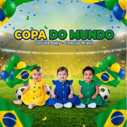 Vestido Infantil Copa do Mundo Brasil Amarelo 4