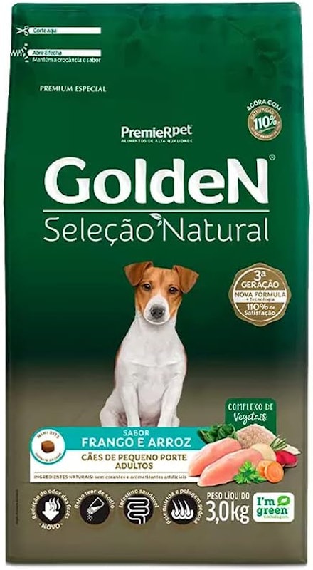 GoldeN Seleção Natural Cães Adultos Porte Pequeno Frango & Arroz 1