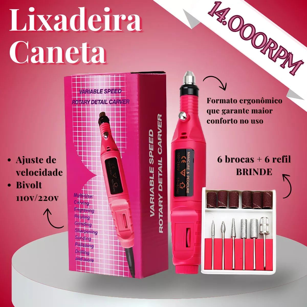 Kit Unhas Gel Acrigel Alongamentos Cabine Lixadeira Completo 2