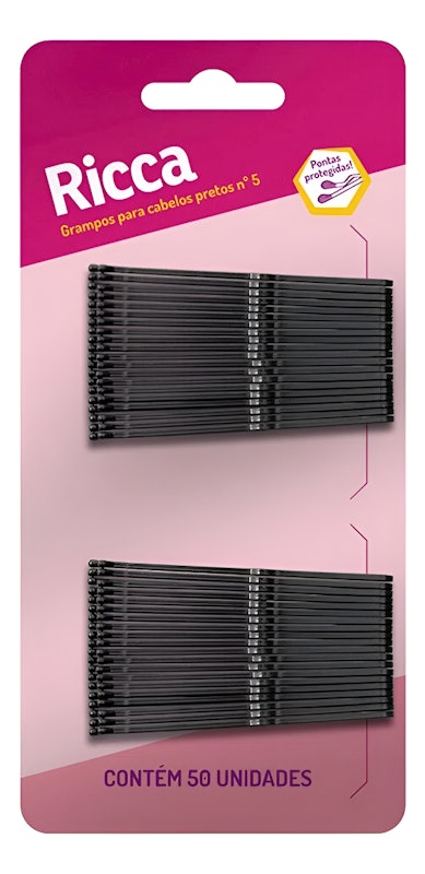 Grampo para Cabelo 50 un. Preto Nº 5 Ricca 1
