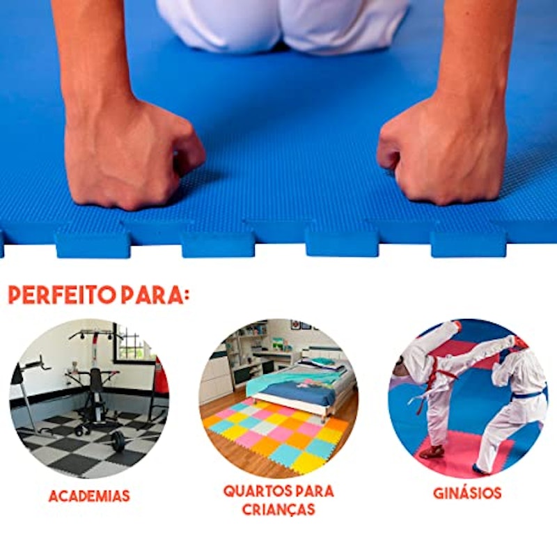 Kit Colorido 12 Placas Tapete Tatame EVA 50 x 50 x 1 cm 5