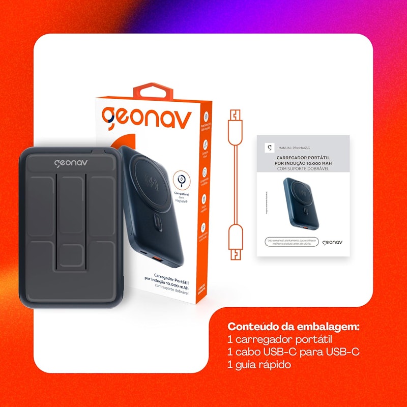 Power Bank por Indução 10000 mAh com Suporte Dobrável – Space Gray 5