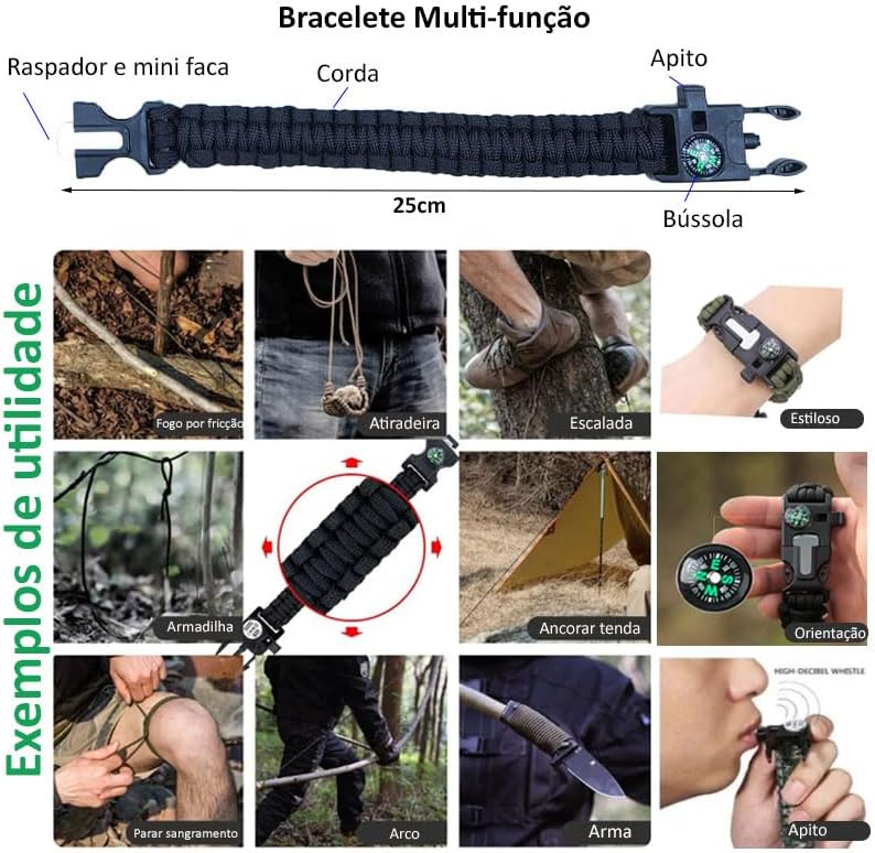 Kit de Sobrevivência Estojo Pesca Acampamento Fogo 4