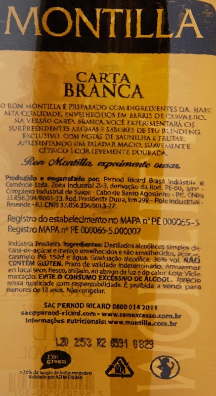 Montilla Rum Carta Branca 3