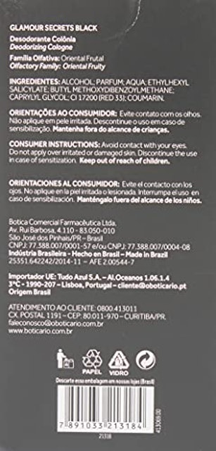 Glamour Secrets Black Desodorante Colônia 3
