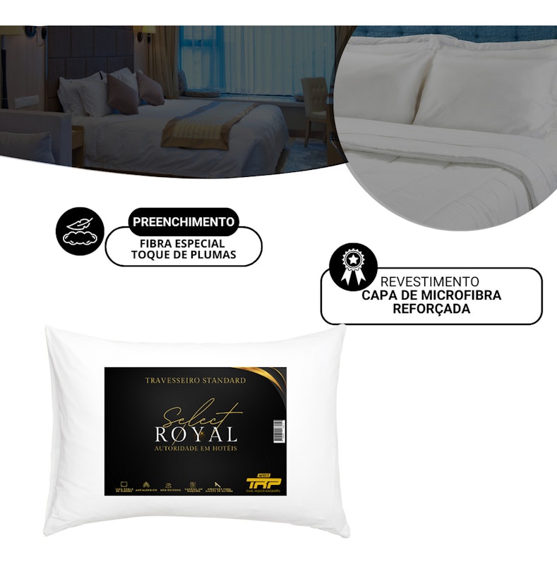 Kit 2 Travesseiros de Hotel Select Royal Toque de Plumas 3