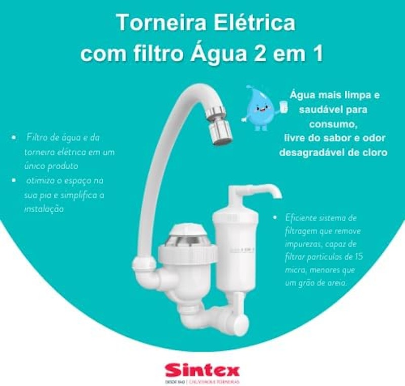 Torneira Elétrica e Filtro Água 2 em 1 3T 2