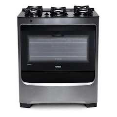 Fogão Consul 5 Bocas Cor Inox com Mesa de Vidro e Grade de Ferro Fundido