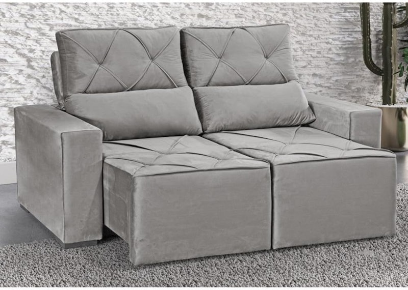 Sofá 2 Lugares Retrátil Reclinável 180cm Veludo Vegas 1