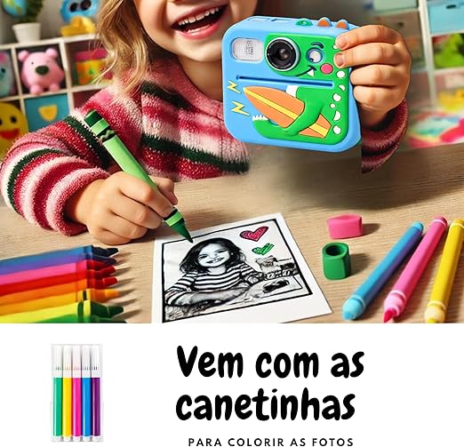 Kit Câmera Digital Infantil Portátil que Imprime na Hora 4