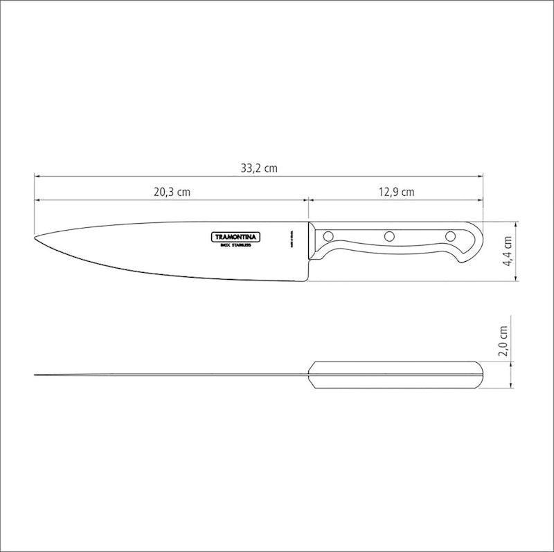 Faca Chef Tramontina Ultracorte com Lâmina em Aço Inox e Cabo de Polipropileno Preto 8" 2