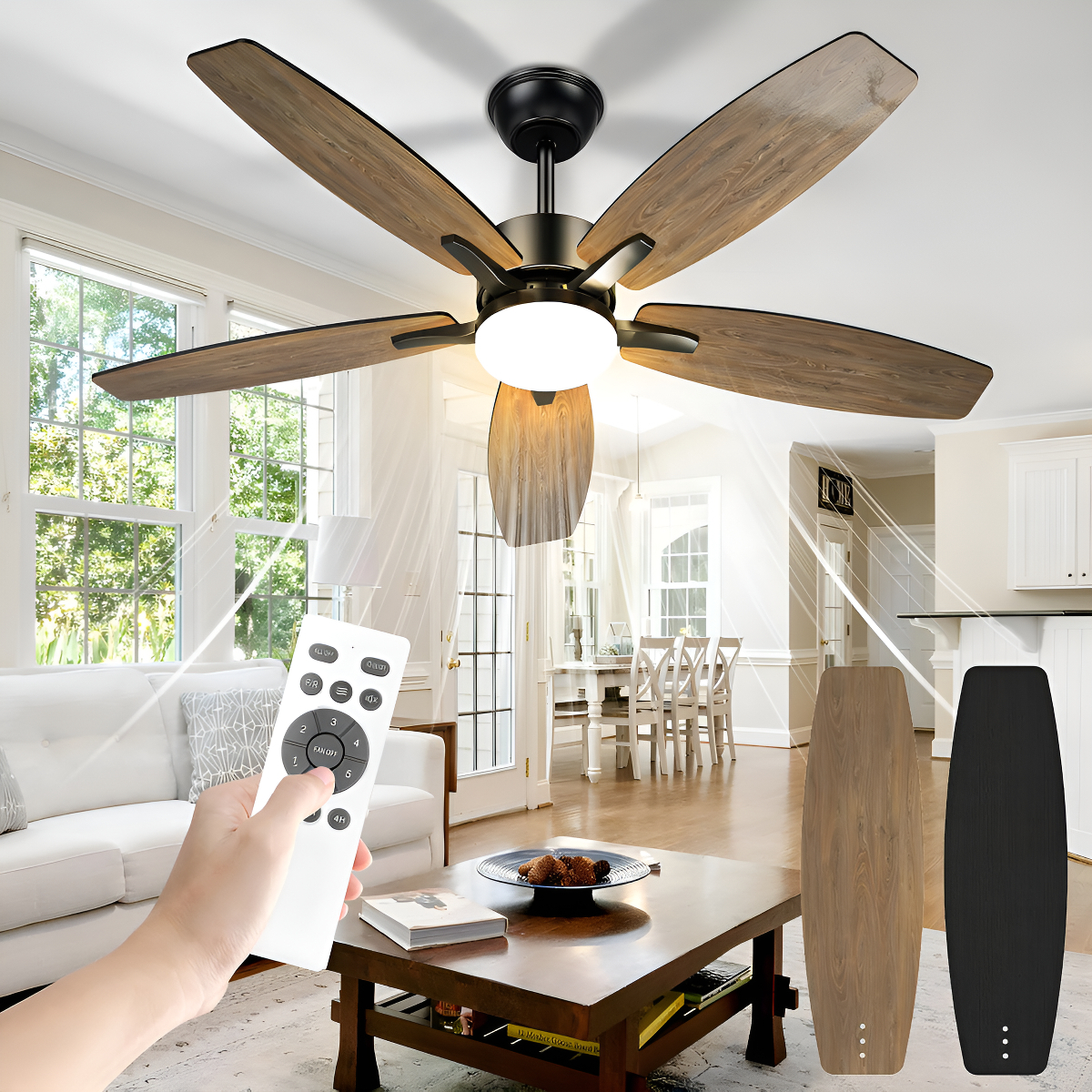 Ventilador de Teto com Luz LED e Controle Remoto Fansvento 1