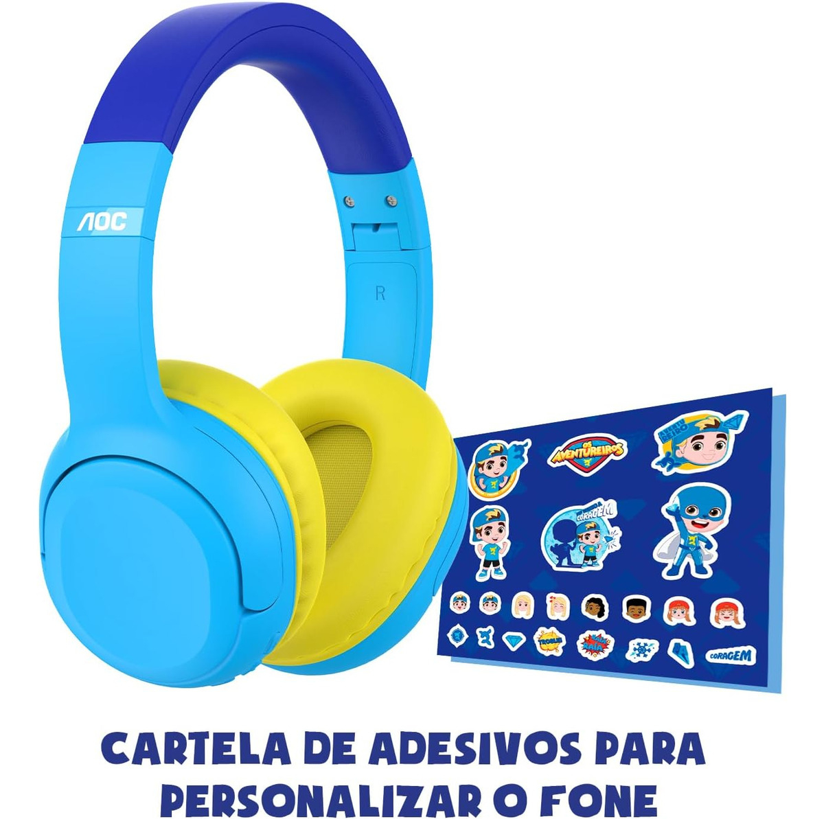 Headphone Infantil AOC Luccas Neto Aventureiro Azul 3