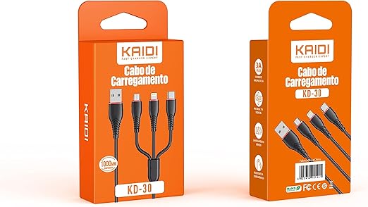 Cabo 3 em 1 Lightning, Tipo-C e Micro USB 2