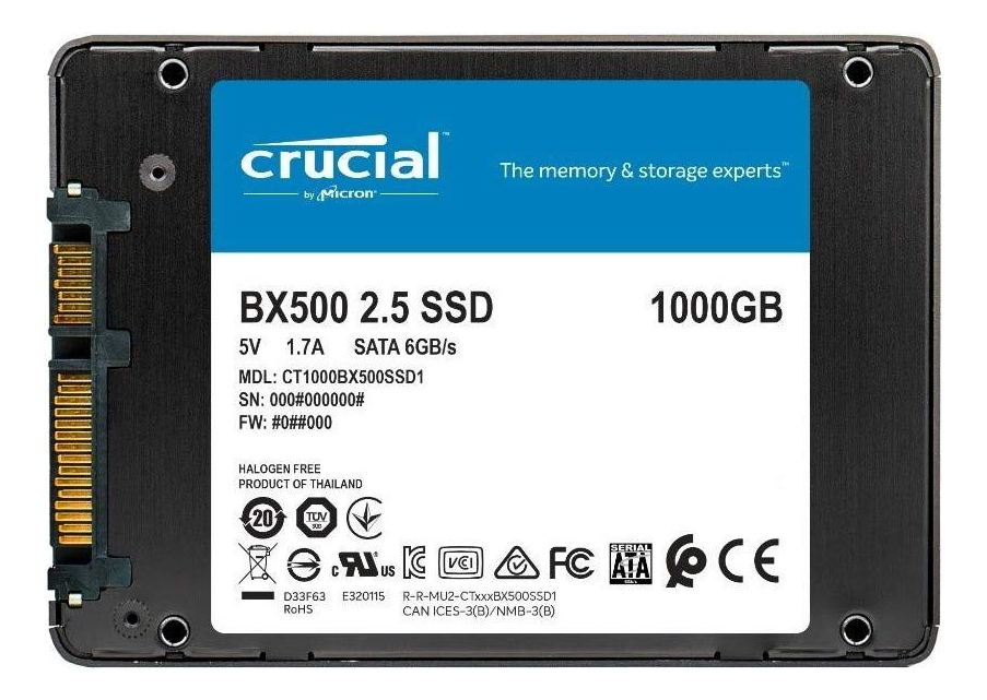 Crucial BX500 1 TB 3D NAND SATA 2.5-inch SSD 3