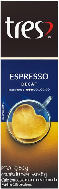 Cápsula de Café Espresso Descafeinado TRES 3 Corações 1