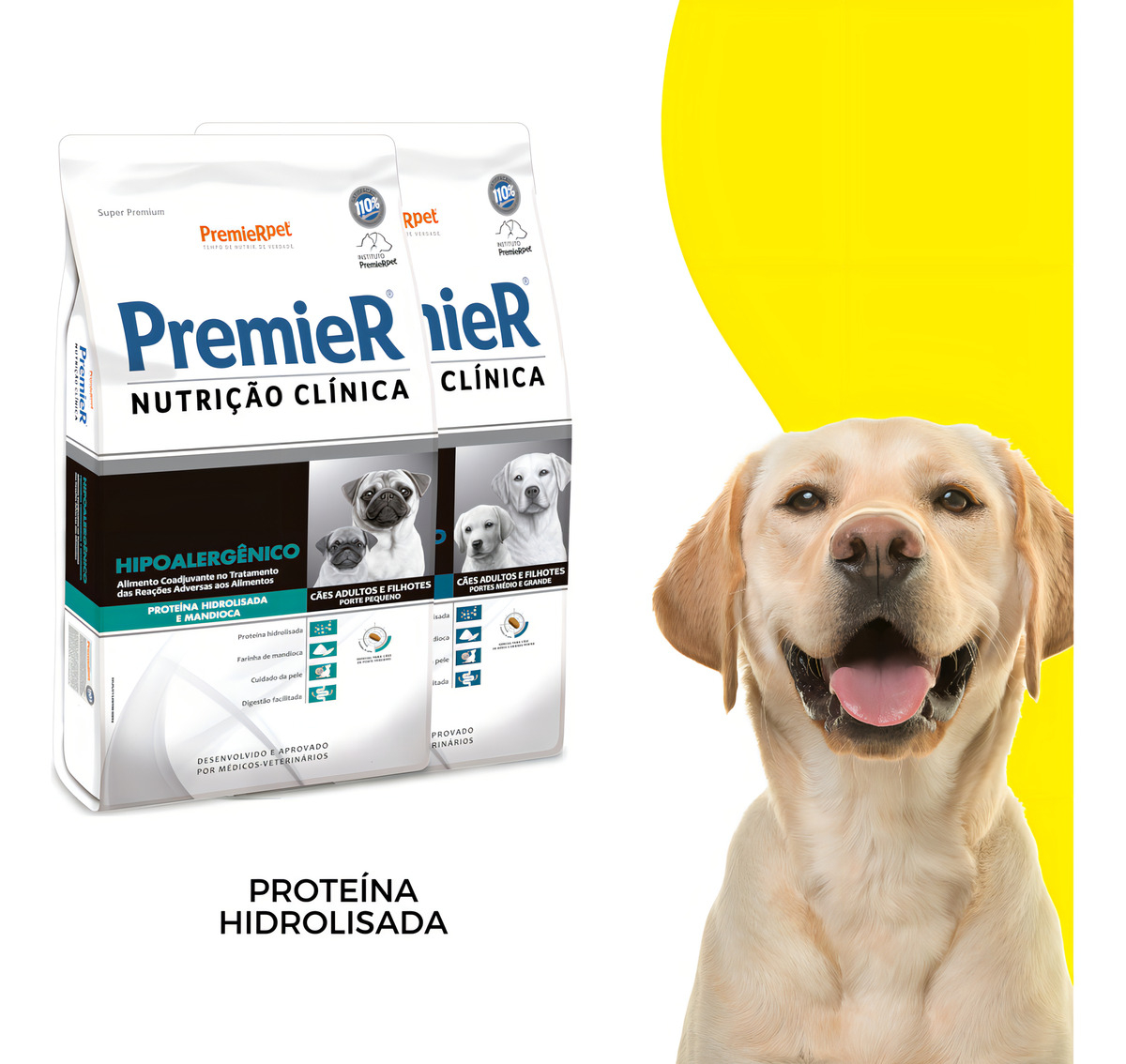 Ração PremieR Nutrição Clínica Cães Adultos e Filhotes Porte Médio e Grande Proteína Hidrolisada & Mandioca Hipoalergênico 5