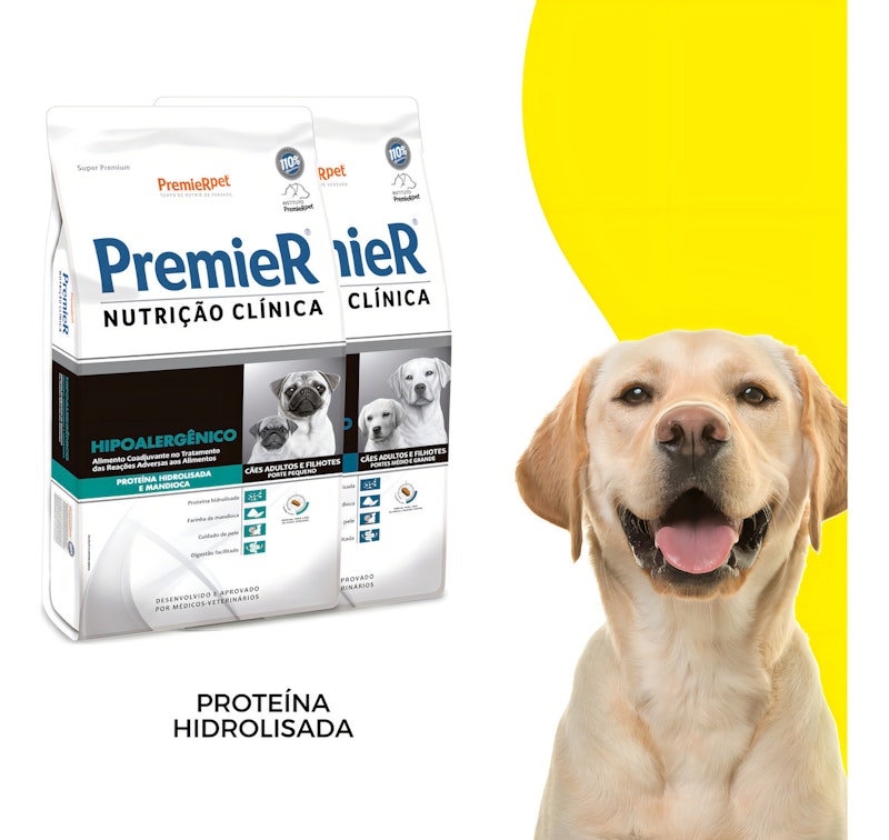 Ração PremieR Nutrição Clínica Cães Adultos e Filhotes Porte Médio e Grande Proteína Hidrolisada & Mandioca Hipoalergênico 5