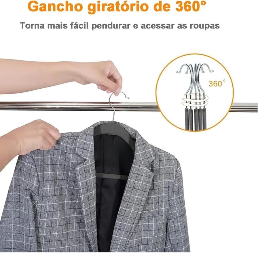 Kit 50 Cabides de Veludo 360° Antideslizante 3