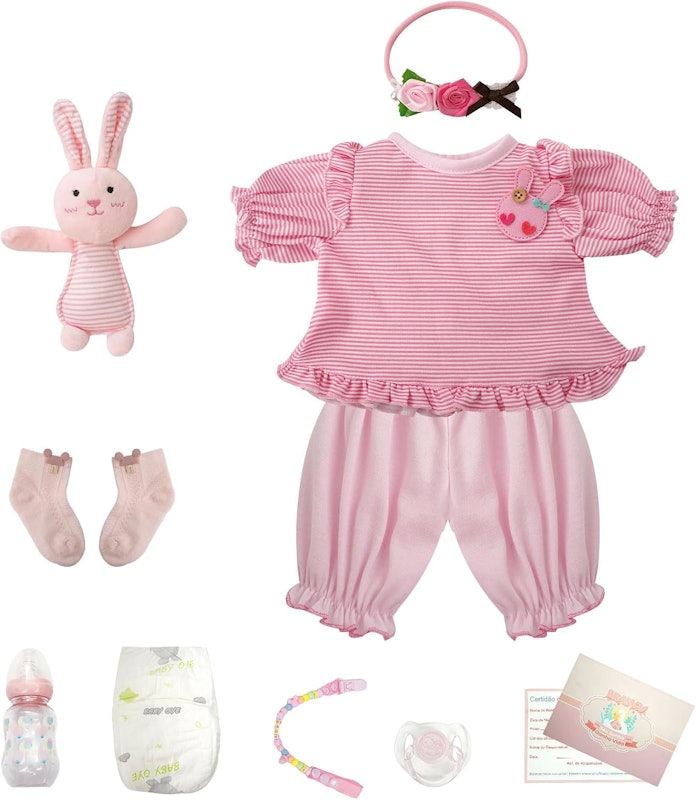 Brastoy Bebê Reborn Boneca de Silicone Menina Realista Olhos Azuis 5