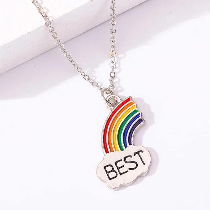 Colar Melhores Amigas Best Friends Amizade Arco-íris 2