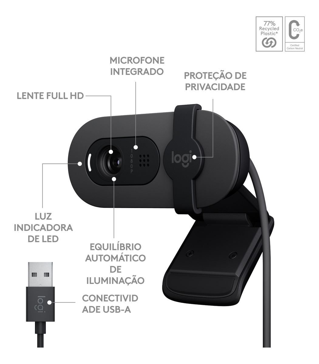 Webcam Full HD Logitech BRIO 100 5
