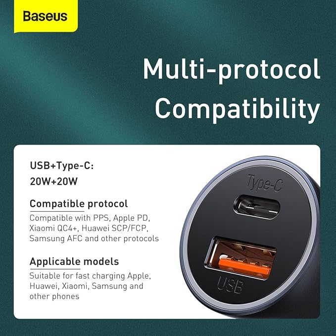 Carregador Veicular Baseus USB-A+USB-C 40 W 4