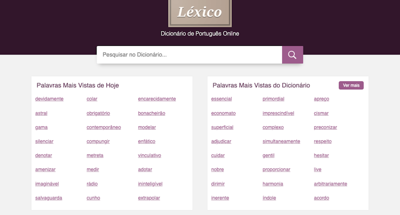 Léxico - Dicionário de Português Online 2
