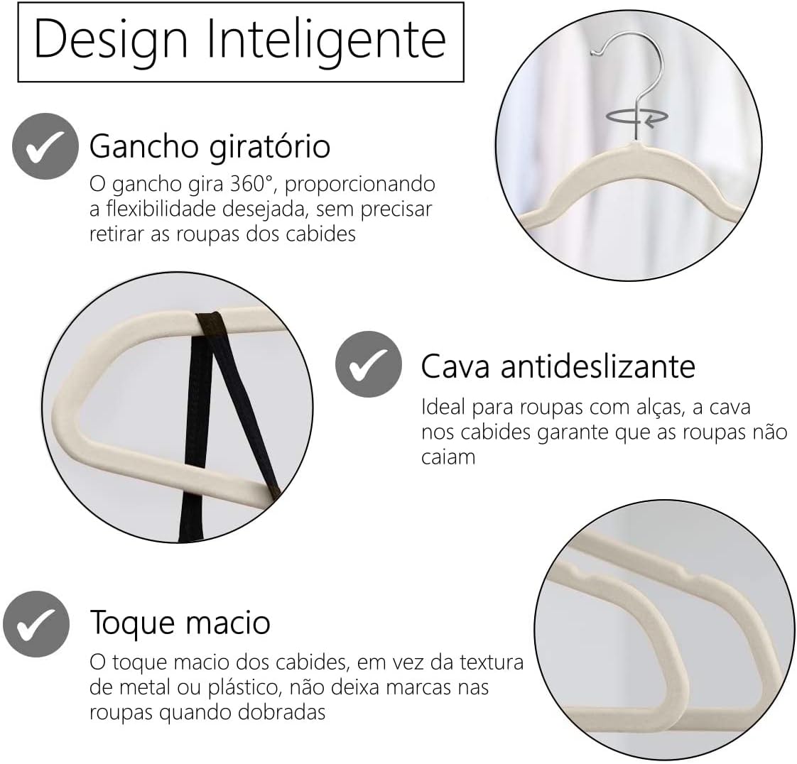 Kit 50 Cabide Infantil Veludo Antideslizante Ultra Fino 4