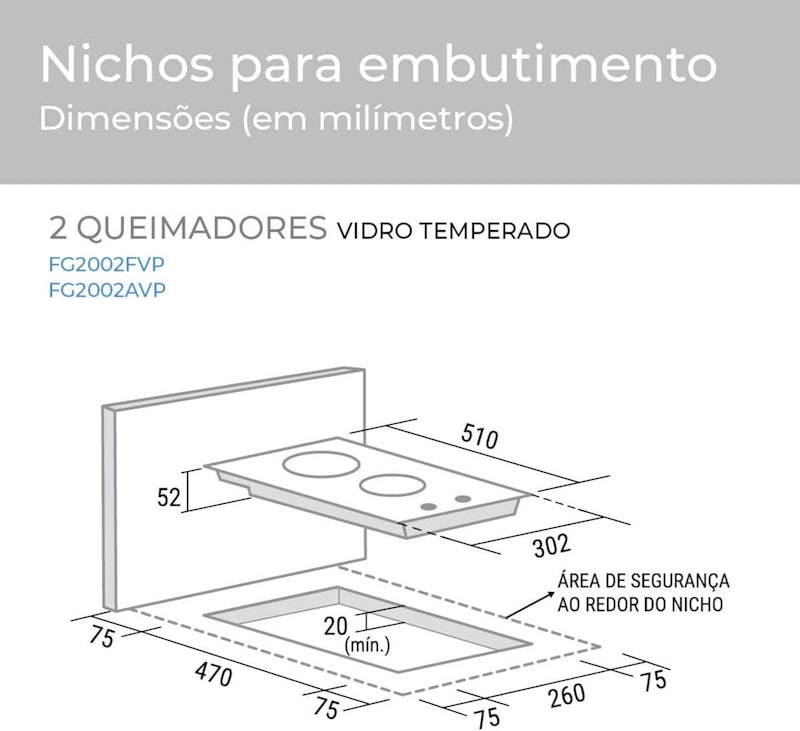 Fogão de Mesa Cooktop 2 Bocas Vidro Preto a Gás Suggar 5