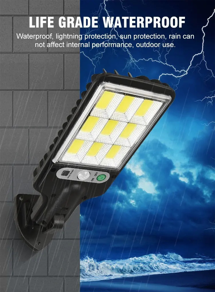 Mini Luminária Solar Poste Rua Parede Refletor 108 3